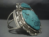 Amazing Blue Diamond Turquoise Sterling Silver Vintage Navajo Native American Jewelry jewelry Bracelet-Nativo Arts