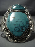 Amazing Blue Diamond Turquoise Sterling Silver Vintage Navajo Native American Jewelry jewelry Bracelet-Nativo Arts