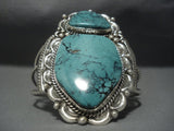 Amazing Blue Diamond Turquoise Sterling Silver Vintage Navajo Native American Jewelry jewelry Bracelet-Nativo Arts