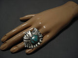 Amazing Chief Sterling Silver Green Turquoise 26 Grams Ring!!-Nativo Arts
