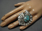Amazing Chief Sterling Silver Green Turquoise 26 Grams Ring!!-Nativo Arts