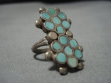 Amazing Dishta Turquoise Inlay Vintage Zuni Sterling Silver Native American Ring-Nativo Arts