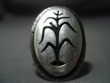 Amazing Ed Lomhongua Sterling Native American Jewelry Silver Cornstalk Ring Old Pawn-Nativo Arts