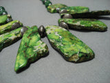 Amazing Green Turquoise Vintage Native American Jewelry Navajo Sterling Silver Necklace Old-Nativo Arts