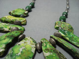 Amazing Green Turquoise Vintage Native American Jewelry Navajo Sterling Silver Necklace Old-Nativo Arts