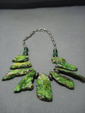 Amazing Green Turquoise Vintage Native American Jewelry Navajo Sterling Silver Necklace Old-Nativo Arts