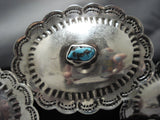 Amazing Hand Wrought Vintage Native American Jewelry Navajo Turquoise Sterling Silver Concho Belt Old-Nativo Arts