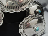 Amazing Hand Wrought Vintage Native American Jewelry Navajo Turquoise Sterling Silver Concho Belt Old-Nativo Arts