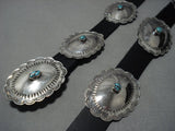 Amazing Hand Wrought Vintage Native American Jewelry Navajo Turquoise Sterling Silver Concho Belt Old-Nativo Arts