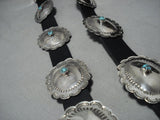Amazing Hand Wrought Vintage Native American Jewelry Navajo Turquoise Sterling Silver Concho Belt Old-Nativo Arts