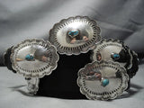 Amazing Hand Wrought Vintage Native American Jewelry Navajo Turquoise Sterling Silver Concho Belt Old-Nativo Arts