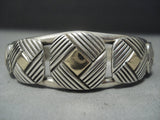 Amazing Herbert Begaye 14k Gold Sterling Native American Jewelry Silver Vintage Navajo Bracelet-Nativo Arts