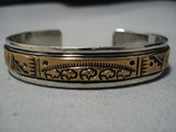 Amazing Herd Of Buffalo Vintage Native American Navajo Sterling Silver Bracelet Cuff Old-Nativo Arts