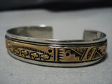Amazing Herd Of Buffalo Vintage Native American Navajo Sterling Silver Bracelet Cuff Old-Nativo Arts