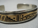 Amazing Herd Of Buffalo Vintage Native American Navajo Sterling Silver Bracelet Cuff Old-Nativo Arts