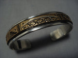 Amazing Herd Of Buffalo Vintage Native American Navajo Sterling Silver Bracelet Cuff Old-Nativo Arts