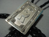 Amazing Les Jackson Vintage Navajo Trapezoid Sterling Silver Bolo Tie Old-Nativo Arts