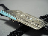 Amazing Les Jackson Vintage Navajo Trapezoid Sterling Silver Bolo Tie Old-Nativo Arts
