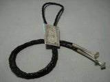 Amazing Les Jackson Vintage Navajo Trapezoid Sterling Silver Bolo Tie Old-Nativo Arts
