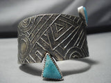 Amazing Modernist Sterling Silver Native American Duel Turquoise Bracelet Cuff-Nativo Arts