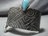 Amazing Modernist Sterling Silver Native American Duel Turquoise Bracelet Cuff-Nativo Arts