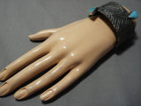 Amazing Modernist Sterling Silver Native American Duel Turquoise Bracelet Cuff-Nativo Arts