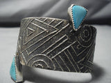 Amazing Modernist Sterling Silver Native American Duel Turquoise Bracelet Cuff-Nativo Arts
