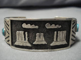 Amazing Monument Valley Vintage Native American Navajo Turquoise Sterling Silver Bracelet Old-Nativo Arts