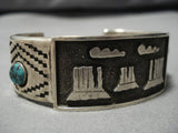 Amazing Monument Valley Vintage Native American Navajo Turquoise Sterling Silver Bracelet Old-Nativo Arts