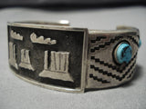 Amazing Monument Valley Vintage Native American Navajo Turquoise Sterling Silver Bracelet Old-Nativo Arts