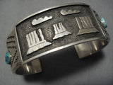 Amazing Monument Valley Vintage Native American Navajo Turquoise Sterling Silver Bracelet Old-Nativo Arts