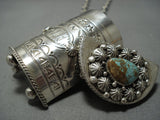 Amazing Native American Jewelry Navajo Sterling Silver 108 Grams Silver Ben Begaye Bo Necklace Turquoise-Nativo Arts