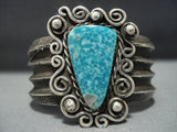 Amazing Native American Jewelry Navajo Turquoise Triangle Sterling Silver Bracelet-Nativo Arts