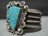 Amazing Native American Jewelry Navajo Turquoise Triangle Sterling Silver Bracelet-Nativo Arts