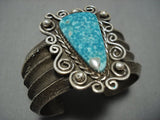 Amazing Native American Jewelry Navajo Turquoise Triangle Sterling Silver Bracelet-Nativo Arts