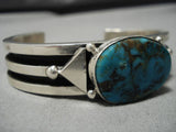 Amazing Native American Navajo Jeanette Dale Sterling Silver Turquoise Bracelet-Nativo Arts