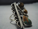 Amazing Navajo Natural Green Turquoise Huge Sterling Silver Native American Jewelry Ring-Nativo Arts
