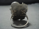 Amazing Navajo Natural Green Turquoise Huge Sterling Silver Native American Jewelry Ring-Nativo Arts