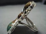 Amazing Navajo Natural Green Turquoise Huge Sterling Silver Native American Jewelry Ring-Nativo Arts