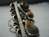 Amazing Navajo Natural Green Turquoise Huge Sterling Silver Native American Jewelry Ring-Nativo Arts