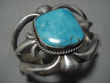 Amazing Old Carico Lake Turquoise Vintage Native American Navajo Sterling Silver Bracelet Old-Nativo Arts