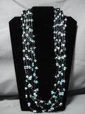 Amazing Old Vintage Native American Jewelry Navajo Carico Lake Turquoise Squaw Necklace Old-Nativo Arts