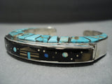 Amazing Raised Inlay Vintage Native American Jewelry Navajo Sterlng Silver Turquoise Bracelet Old-Nativo Arts