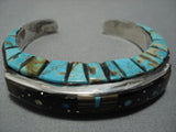 Amazing Raised Inlay Vintage Native American Jewelry Navajo Sterlng Silver Turquoise Bracelet Old-Nativo Arts