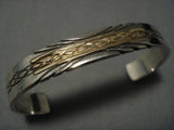 Amazing Real 14k Gold Vintage Native American Navajo Sterling Silver Sun Bracelet Old-Nativo Arts