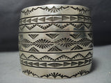 Amazing Rick Etsitty Vintage Native American Jewelry Navajo Deep Stamp Sterling Silver Bracelet-Nativo Arts