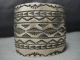 Amazing Rick Etsitty Vintage Native American Jewelry Navajo Deep Stamp Sterling Silver Bracelet-Nativo Arts