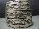 Amazing Rick Etsitty Vintage Native American Jewelry Navajo Deep Stamp Sterling Silver Bracelet-Nativo Arts