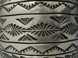 Amazing Rick Etsitty Vintage Native American Jewelry Navajo Deep Stamp Sterling Silver Bracelet-Nativo Arts