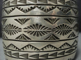 Amazing Rick Etsitty Vintage Native American Jewelry Navajo Deep Stamp Sterling Silver Bracelet-Nativo Arts